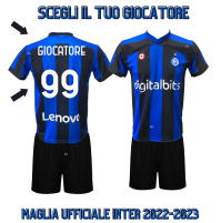 kit Maglia Inter ufficiale replica 2022/2023 con pantaloncino nero 